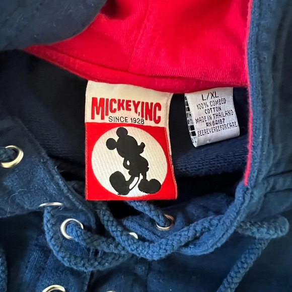 Vintage Mickey Inc blue pullover boxy hoodies with embroidered mickey Size L/… - Picture 4 of 6